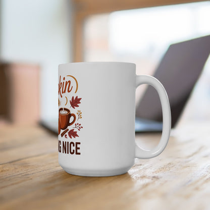 TEEZOCA mug design expressing Pumpkin Spice and Everything Nice autumn lifestyle