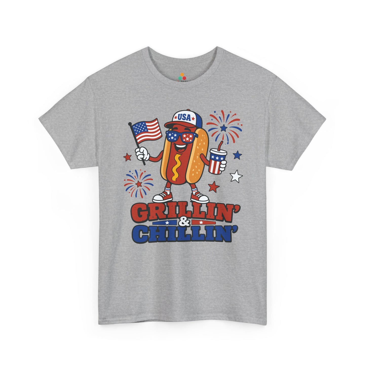 Hot Dog Shirt Grillin & Chillin 4th of July BBQ T-shirt Gift | TEEZOCA 