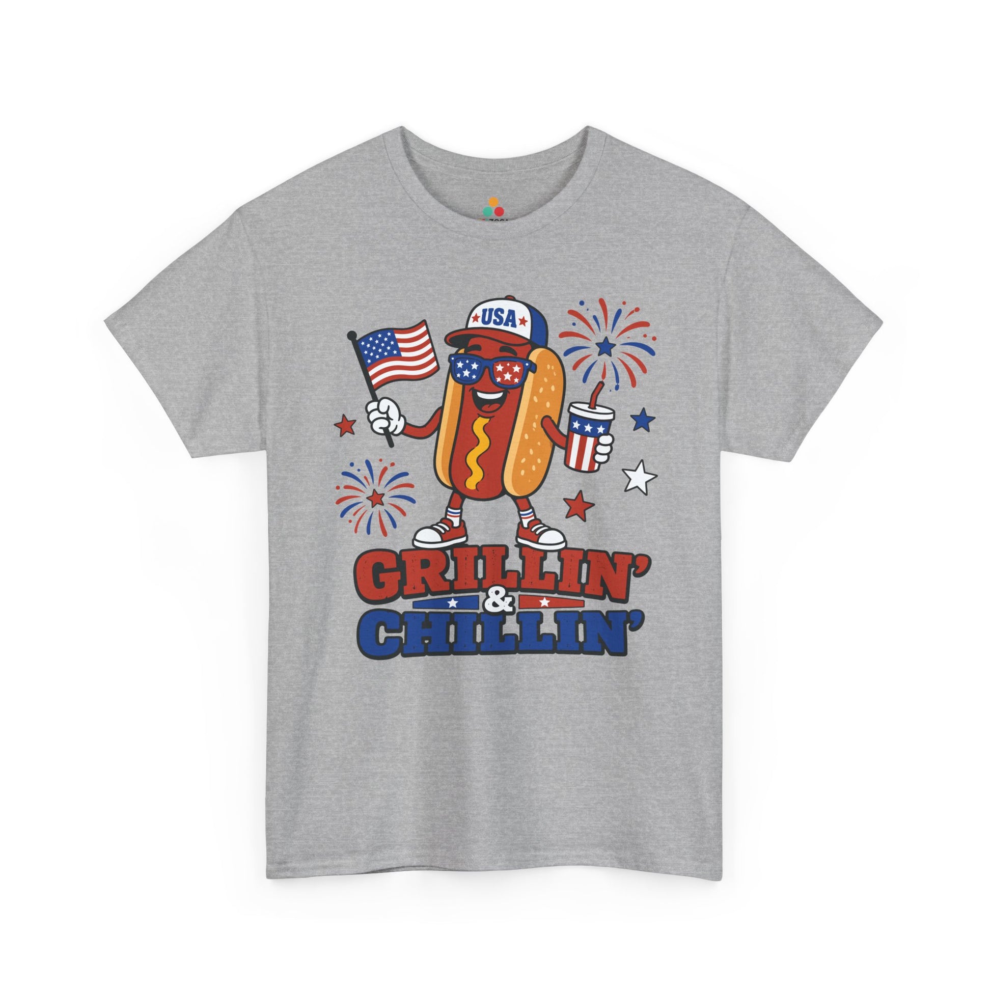 Hot Dog Shirt Grillin & Chillin 4th of July BBQ T-shirt Gift | TEEZOCA 