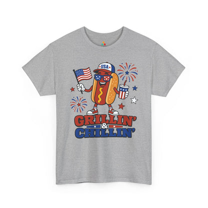 Hot Dog Shirt Grillin & Chillin 4th of July BBQ T-shirt Gift | TEEZOCA 