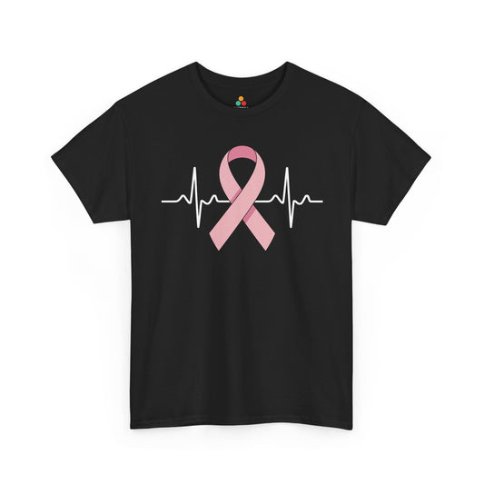 Pink Ribbon Heartbeat Breast Cancer Awareness Unisex T-shirt | TEEZOCA 