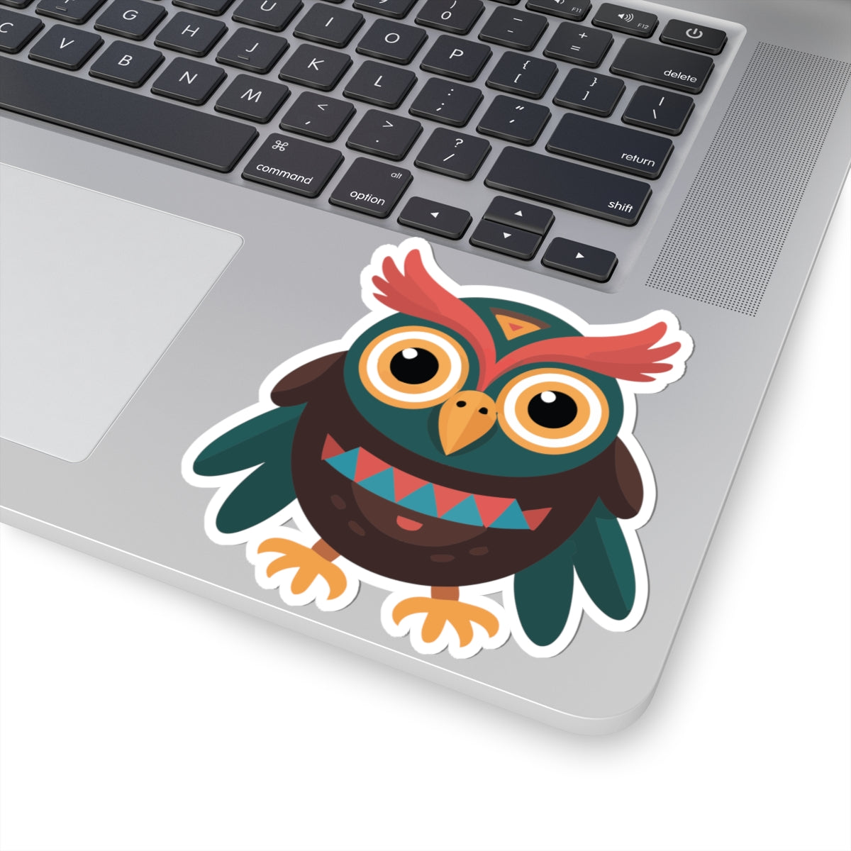 TEEZOCA tribal geometric owl sticker with bold colors