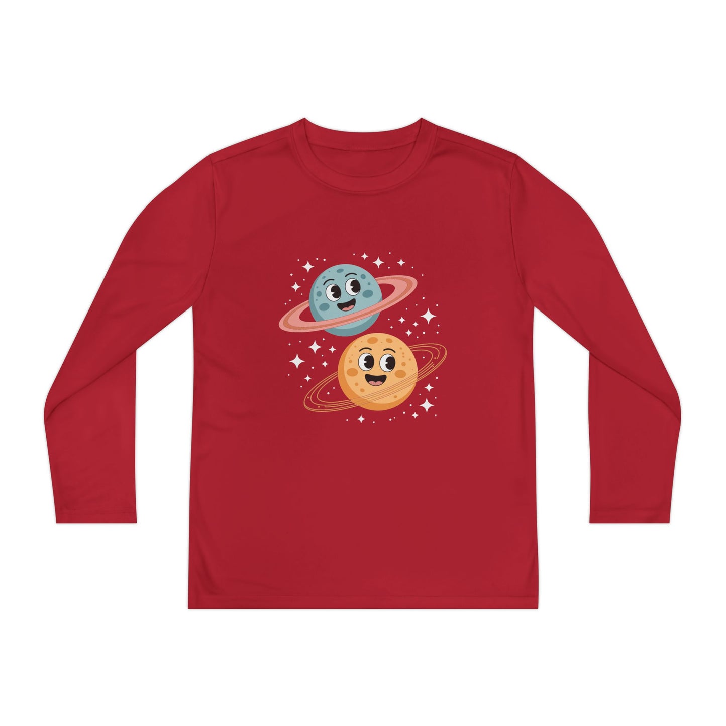 Kids Long Sleeve Tee — Cute Smiling Planets Space Shirt TEEZOCA