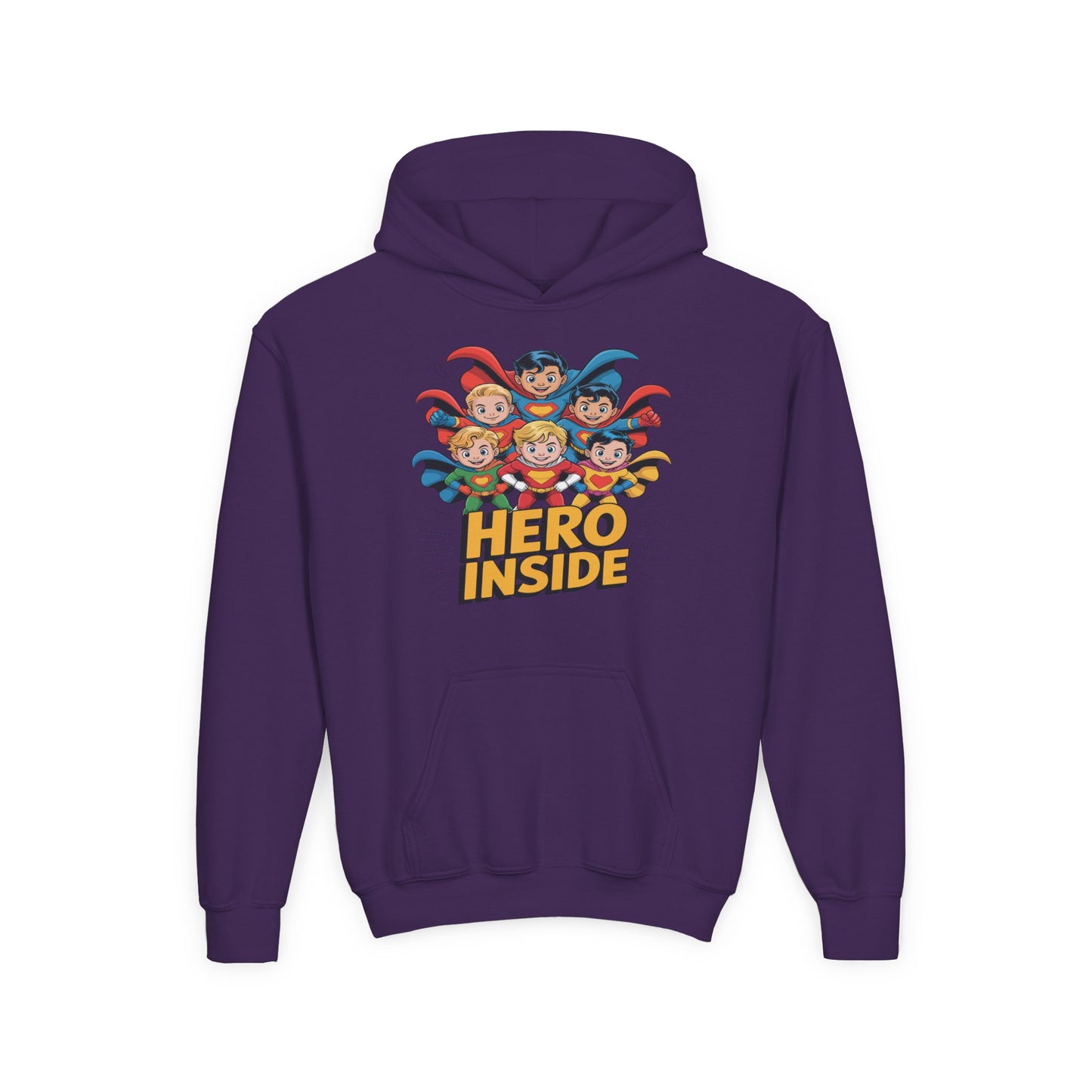 Youth Hoodie — "Hero Inside" Superhero Kids Pullover TEEZOCA