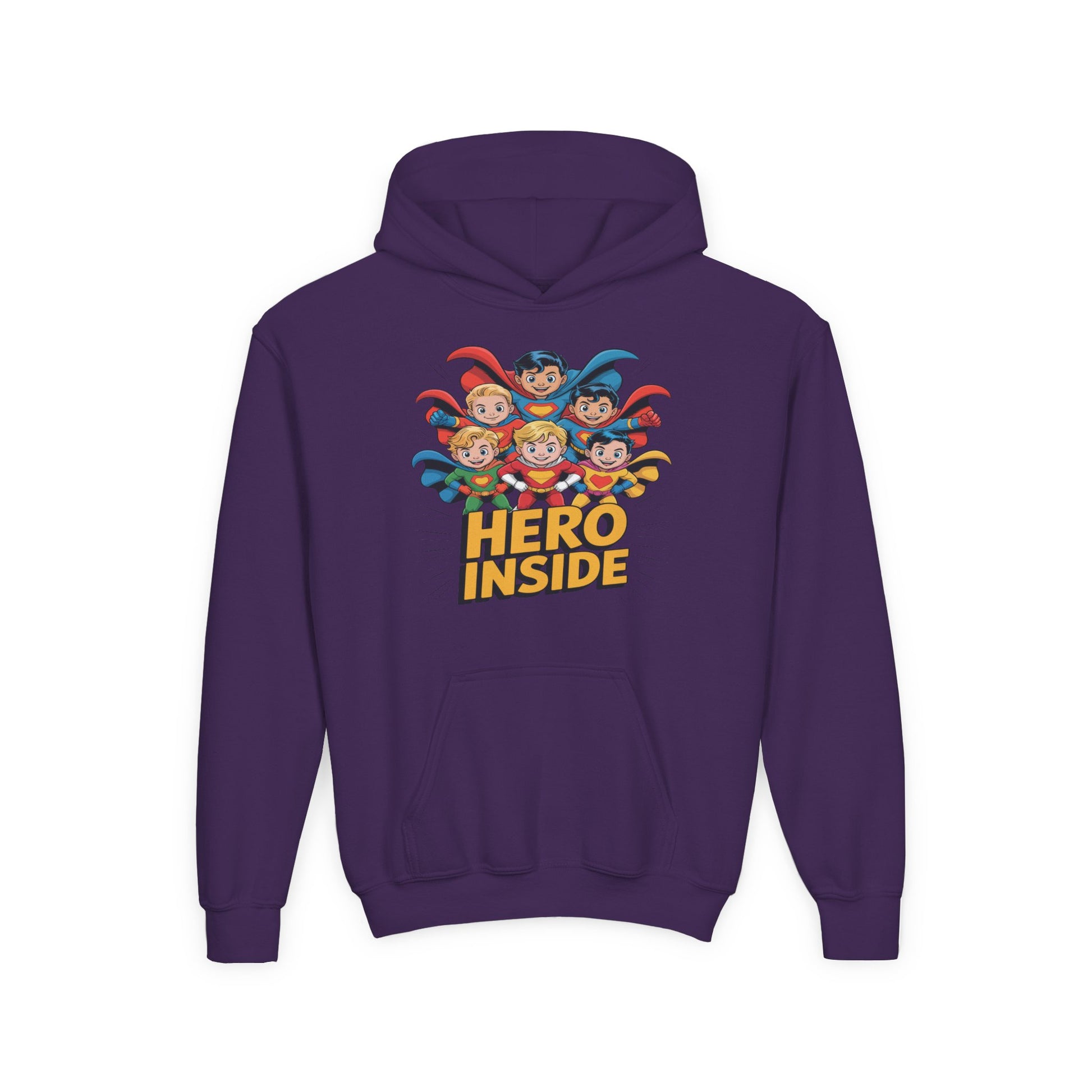 Youth Hoodie — "Hero Inside" Superhero Kids Pullover TEEZOCA
