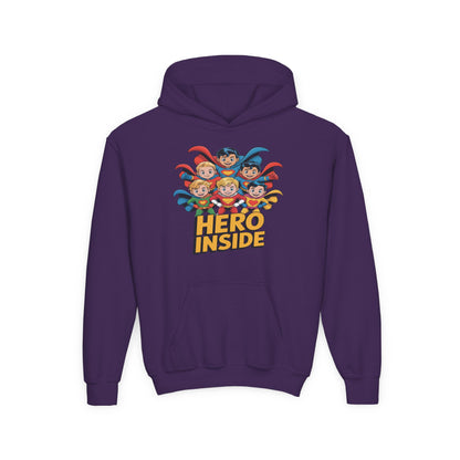 Youth Hoodie — "Hero Inside" Superhero Kids Pullover TEEZOCA