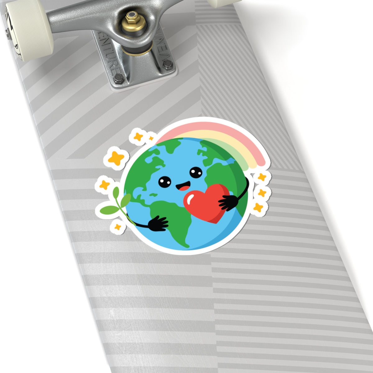 TEEZOCA cute earth hugging heart sticker rainbow eco friendly design