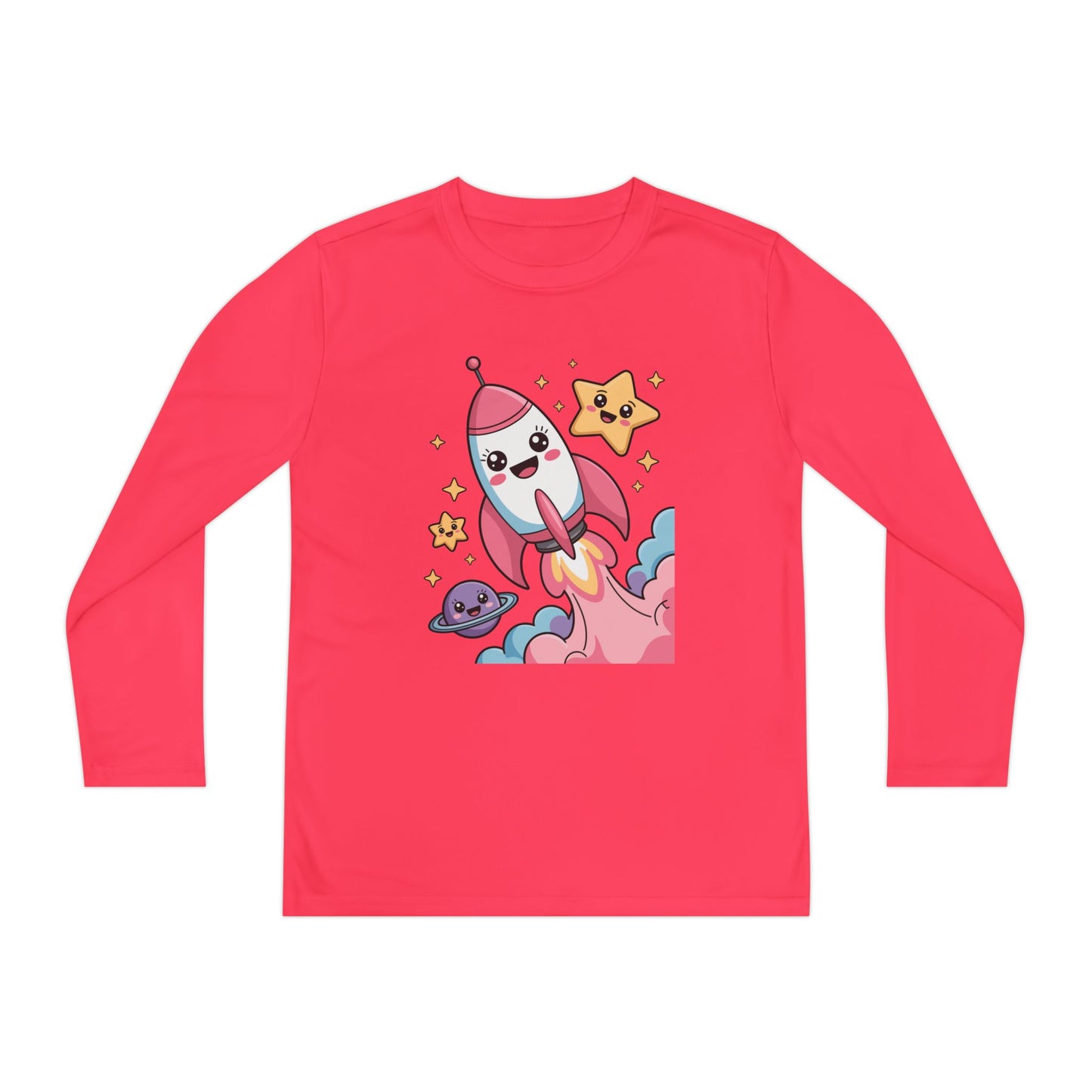 Cute Rocket Ship Kids Long Sleeve T-Shirt TEEZOCA