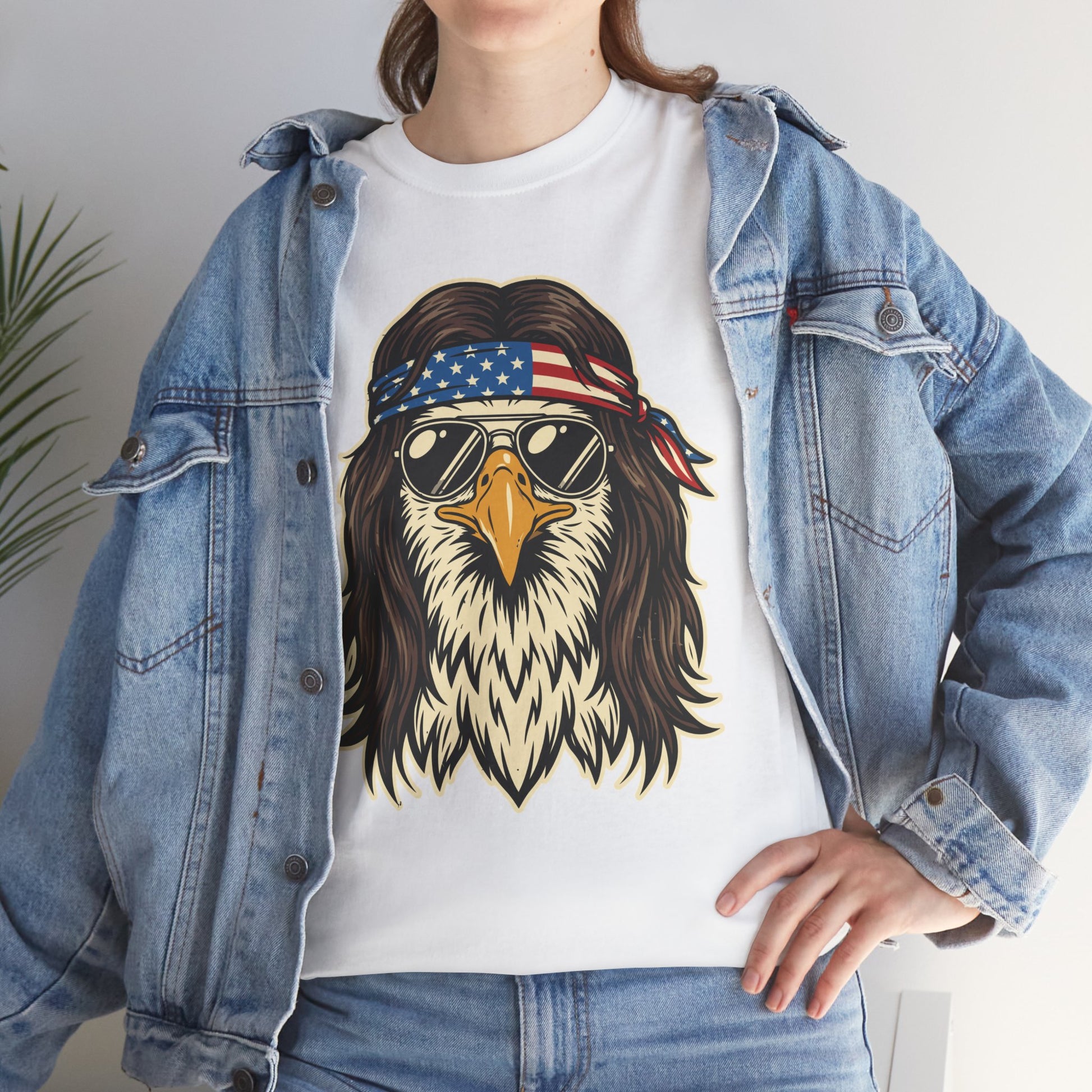 USA Patriotic Bald Eagle Mullet Bandana T-Shirt – Funny 4th of July 250th Anniversary America 1776 2026 Tee | TEEZOCA 