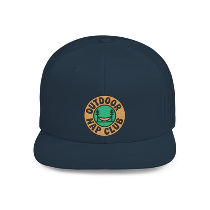 Navy blue cap with 'Outdoor Nap Club' logo on a white background