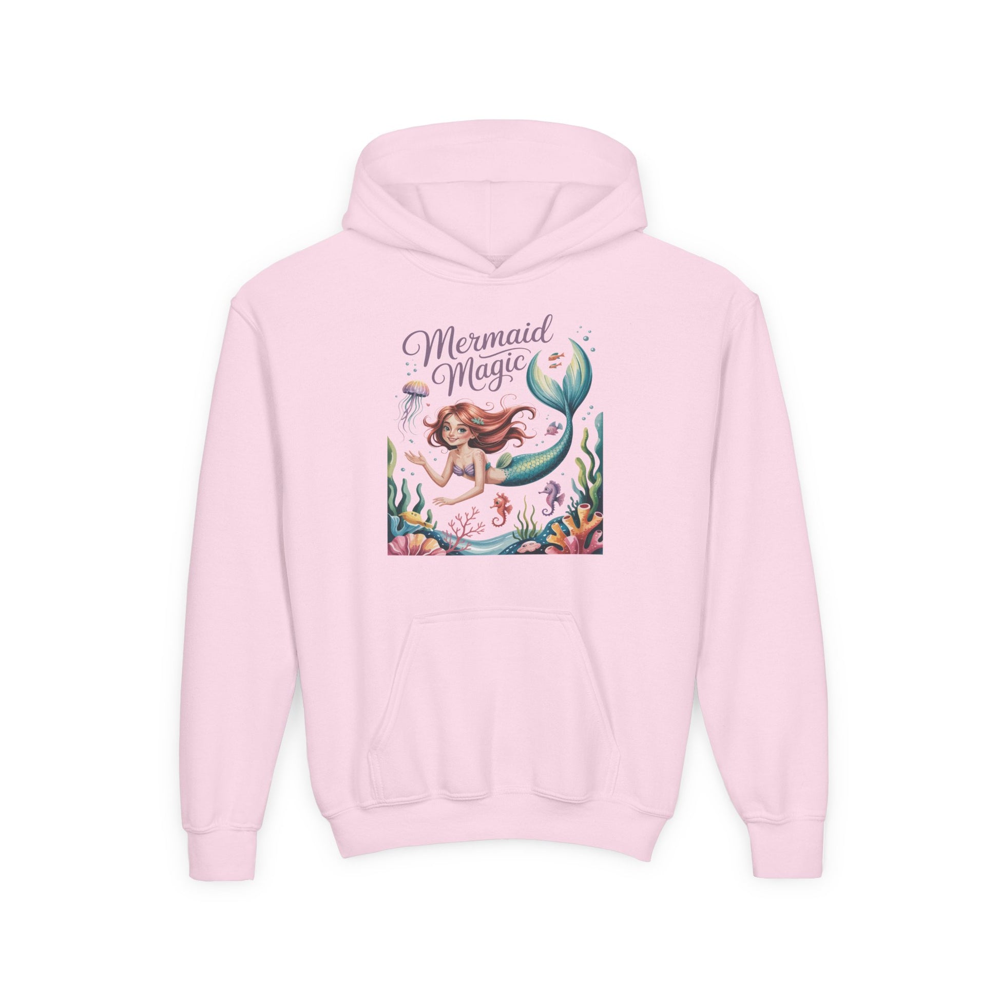 Mermaid Magic Youth Hoodie — Cute Mermaid Graphic Sweatshirt for Kids TEEZOCA
