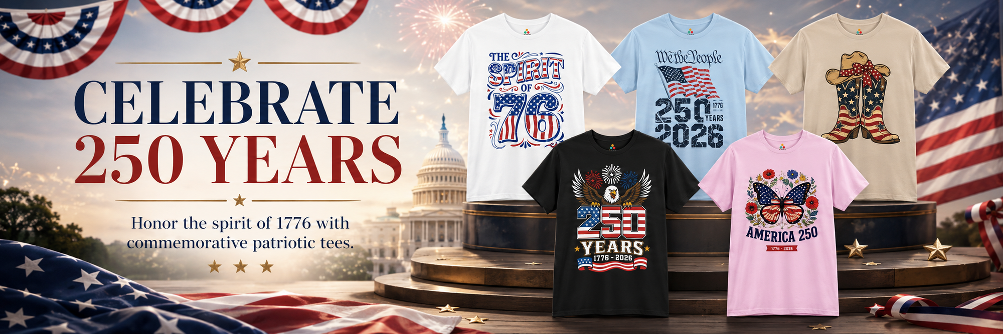 4th of July Shirts Celebrate 250 Years - TEEZOCA
