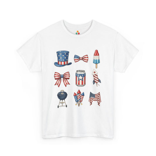 4th of July Vibes White Shirt — Aesthetic Patriotic T-shirt for Summer | TEEZOCA 