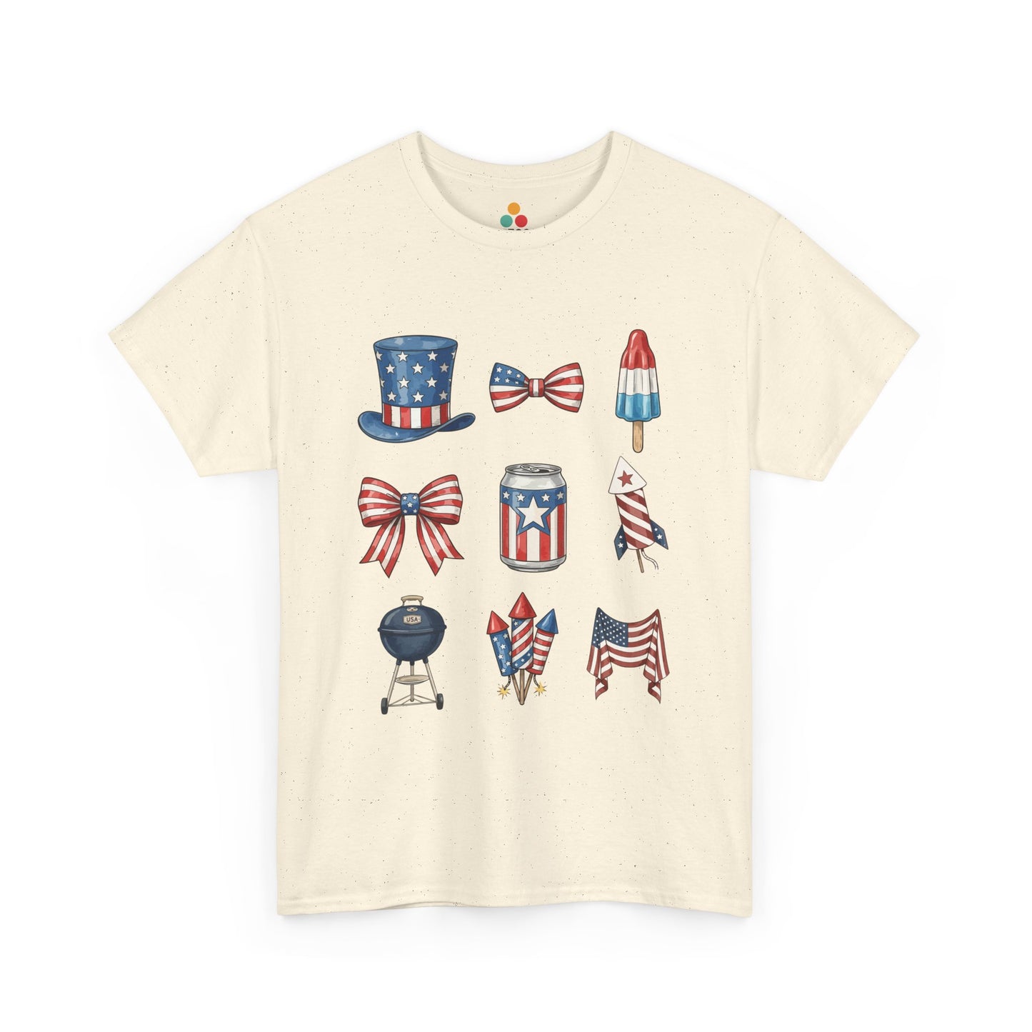4th of July Vibes cream ivory cotton Shirt — Aesthetic Patriotic T-shirt for Summer | TEEZOCA 