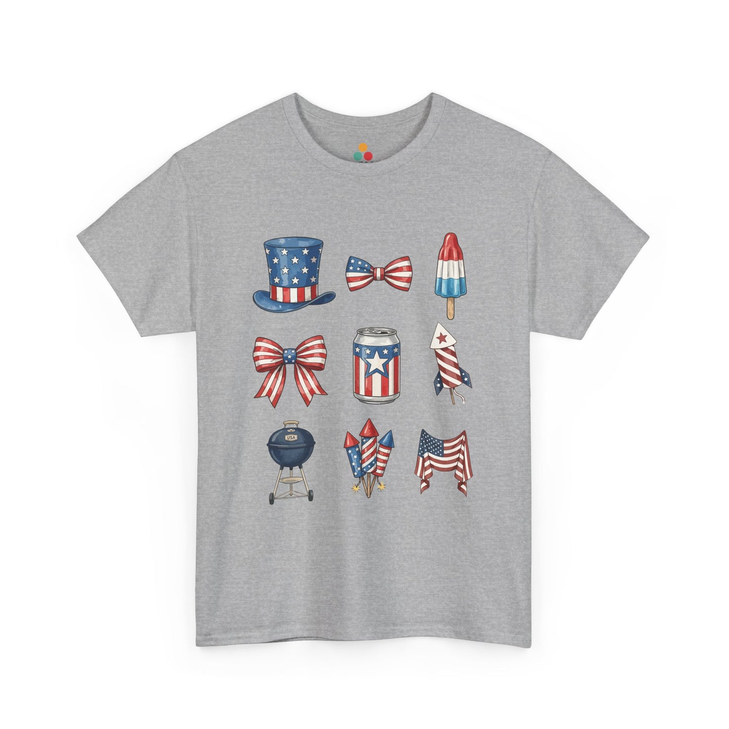 4th of July Vibes heather grey Shirt — Aesthetic Patriotic T-shirt for Summer | TEEZOCA 