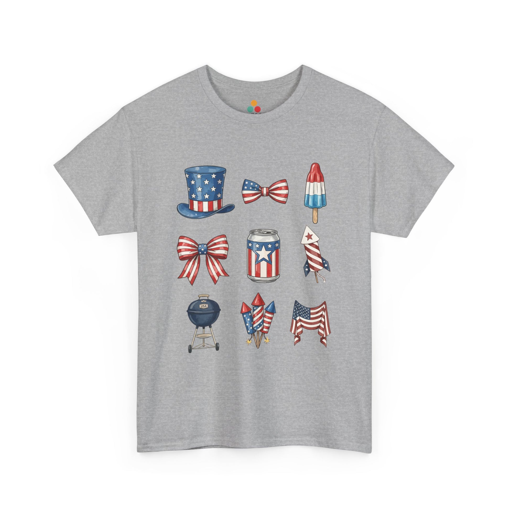 4th of July Vibes heather grey Shirt — Aesthetic Patriotic T-shirt for Summer | TEEZOCA 
