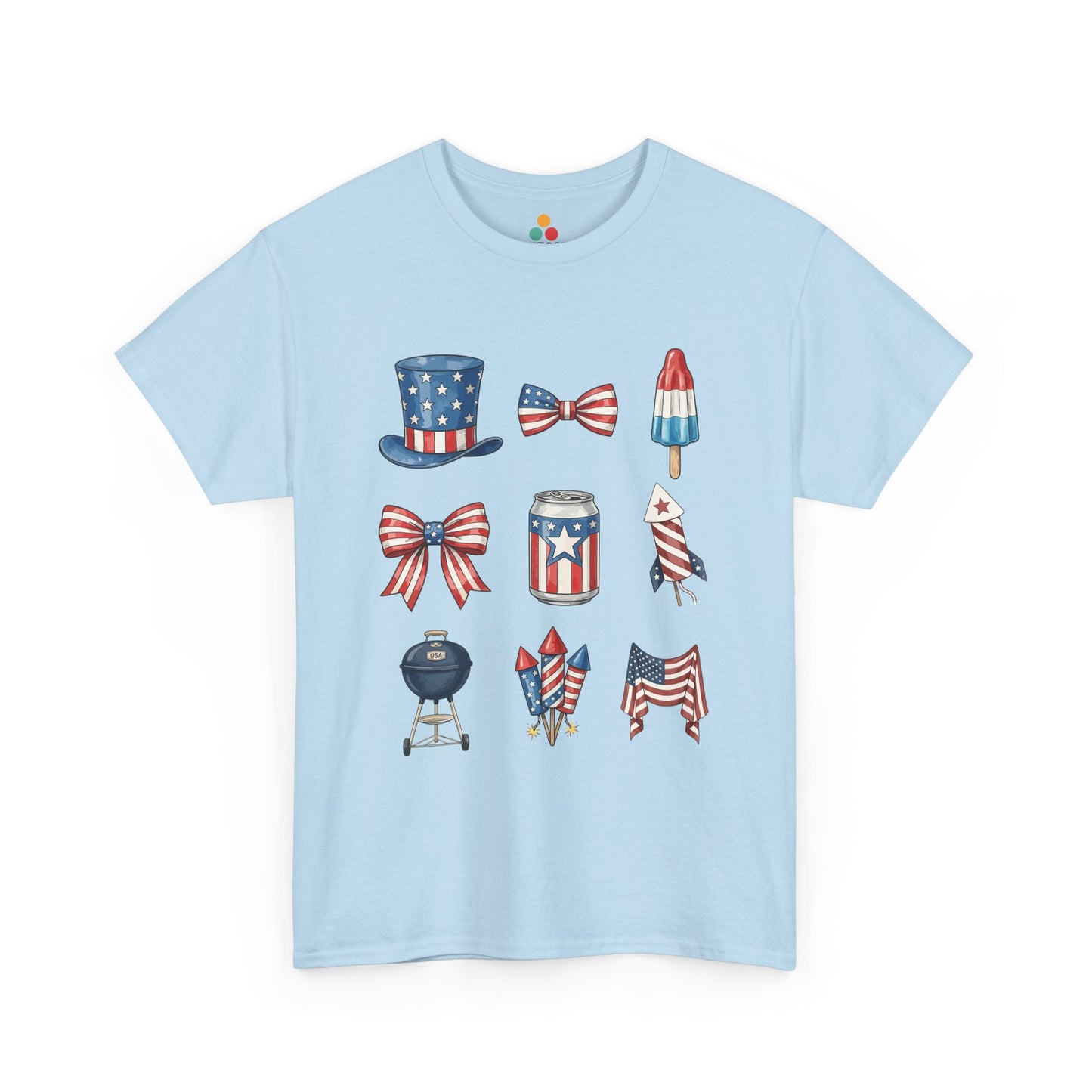4th of July Vibes light blue Shirt — Aesthetic Patriotic T-shirt for Summer | TEEZOCA 