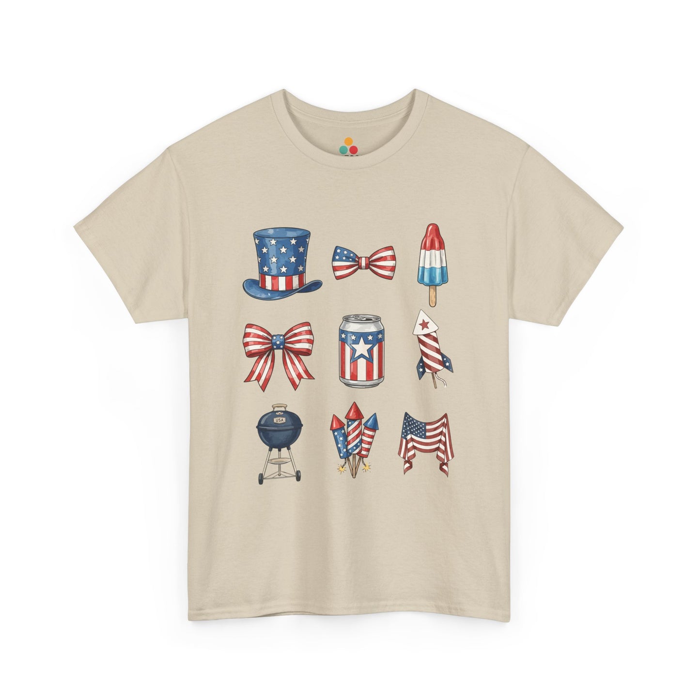 4th of July Vibes oatmeal beige Shirt — Aesthetic Patriotic T-shirt for Summer | TEEZOCA 