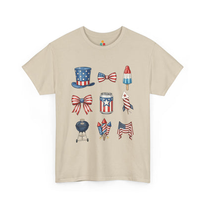 4th of July Vibes oatmeal beige Shirt — Aesthetic Patriotic T-shirt for Summer | TEEZOCA 