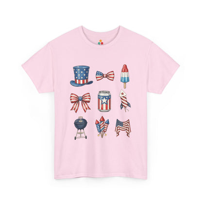 4th of July Vibes soft pink Shirt — Aesthetic Patriotic T-shirt for Summer | TEEZOCA 