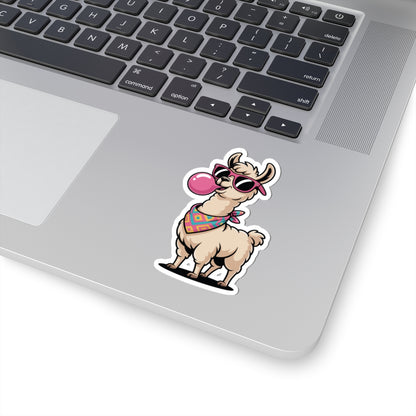 TEEZOCA funny llama blowing bubble gum cartoon sticker art