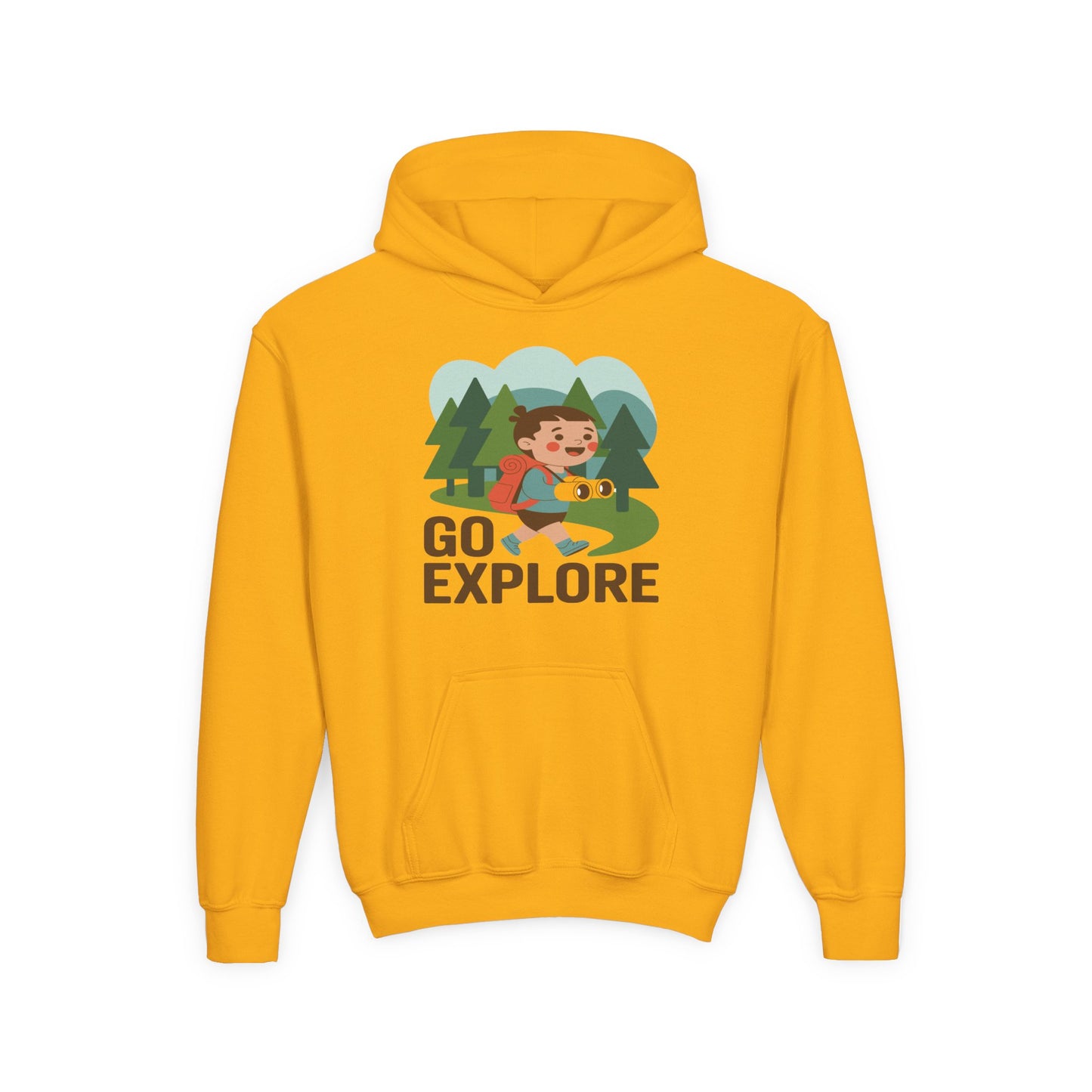 Youth Hoodie – "Go Explore" Camping Adventure Kid Sweatshirt TEEZOCA