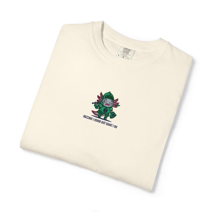 Comfort Colors® Axolotl Knight Embroidered T-Shirt – Huzzah! I Know Not What I Do | TEEZOCA 
