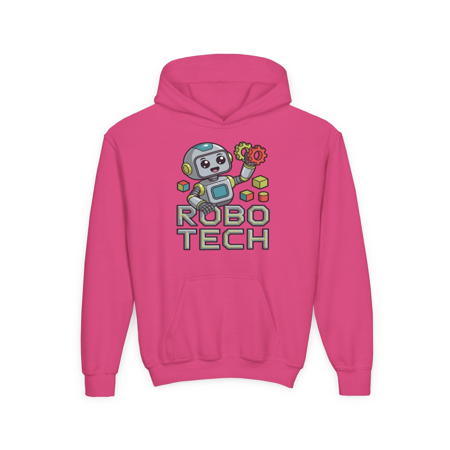 Youth Hoodie — Robo Tech Cute Robot Graphic for Kids (STEM, Robotics Club Gift) TEEZOCA