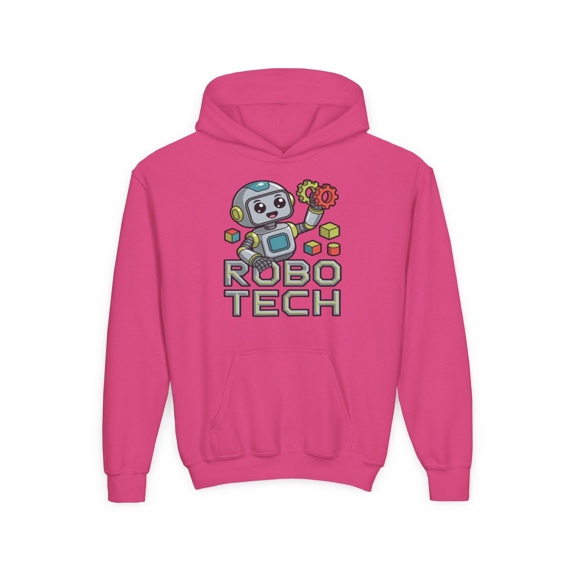Youth Hoodie — Robo Tech Cute Robot Graphic for Kids (STEM, Robotics Club Gift) TEEZOCA