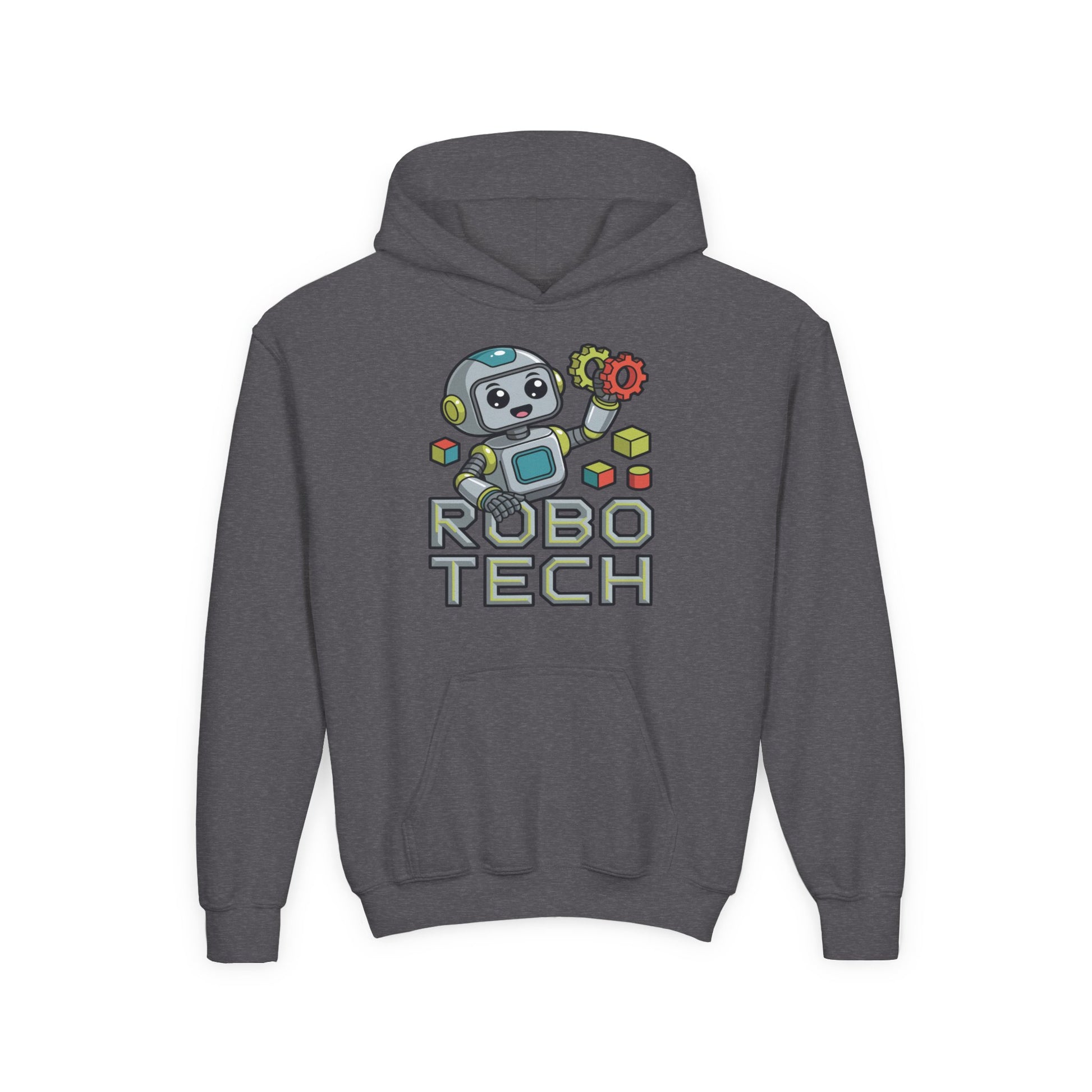 Youth Hoodie — Robo Tech Cute Robot Graphic for Kids (STEM, Robotics Club Gift) TEEZOCA
