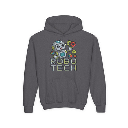 Youth Hoodie — Robo Tech Cute Robot Graphic for Kids (STEM, Robotics Club Gift) TEEZOCA