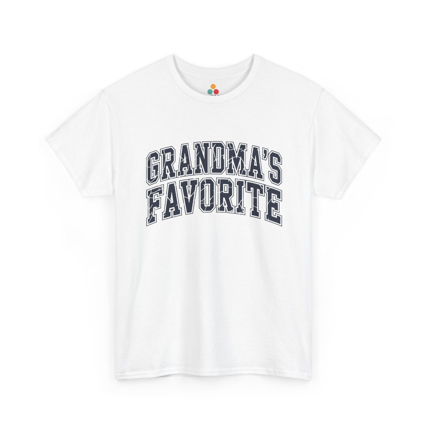 TEEZOCA white “Grandma’s Favorite” collegiate text t‑shirt shown flat.