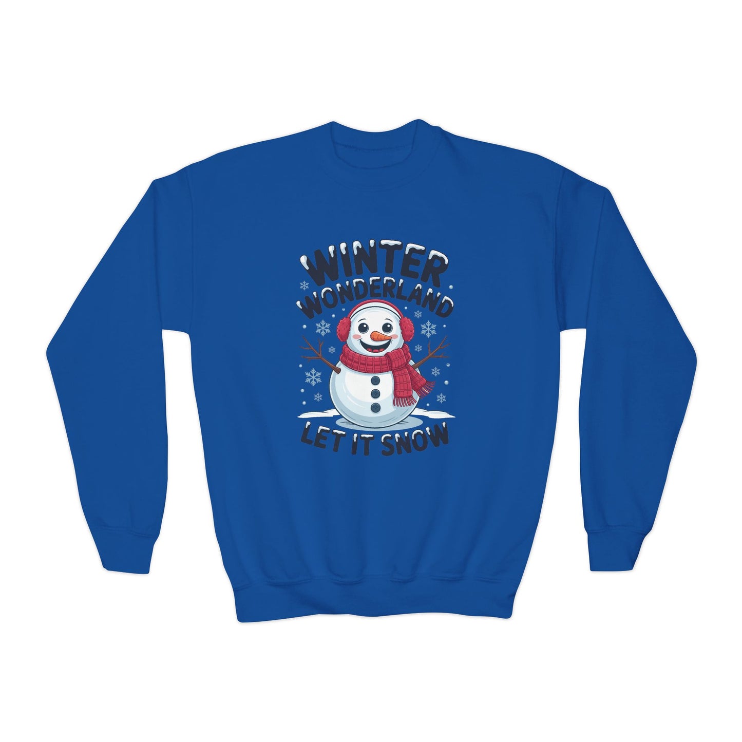 Youth Snowman Sweatshirt - "Winter Wonderland Let It Snow" Christmas Crewneck TEEZOCA