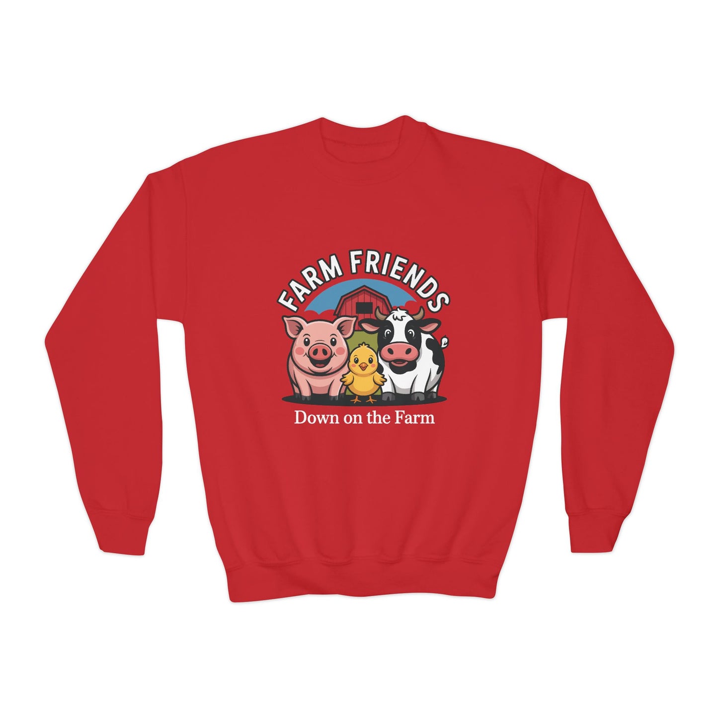 Farm Friends Youth Crewneck Sweatshirt — "Down on the Farm" Kids Pullover TEEZOCA