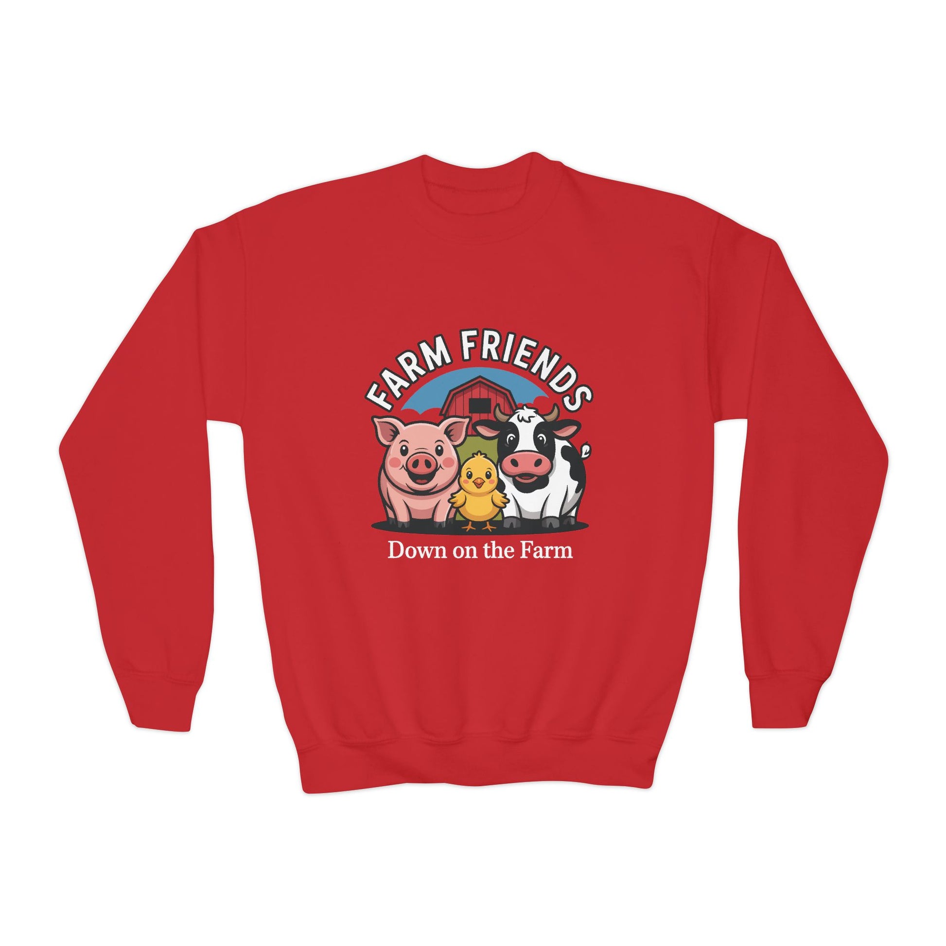 Farm Friends Youth Crewneck Sweatshirt — "Down on the Farm" Kids Pullover TEEZOCA