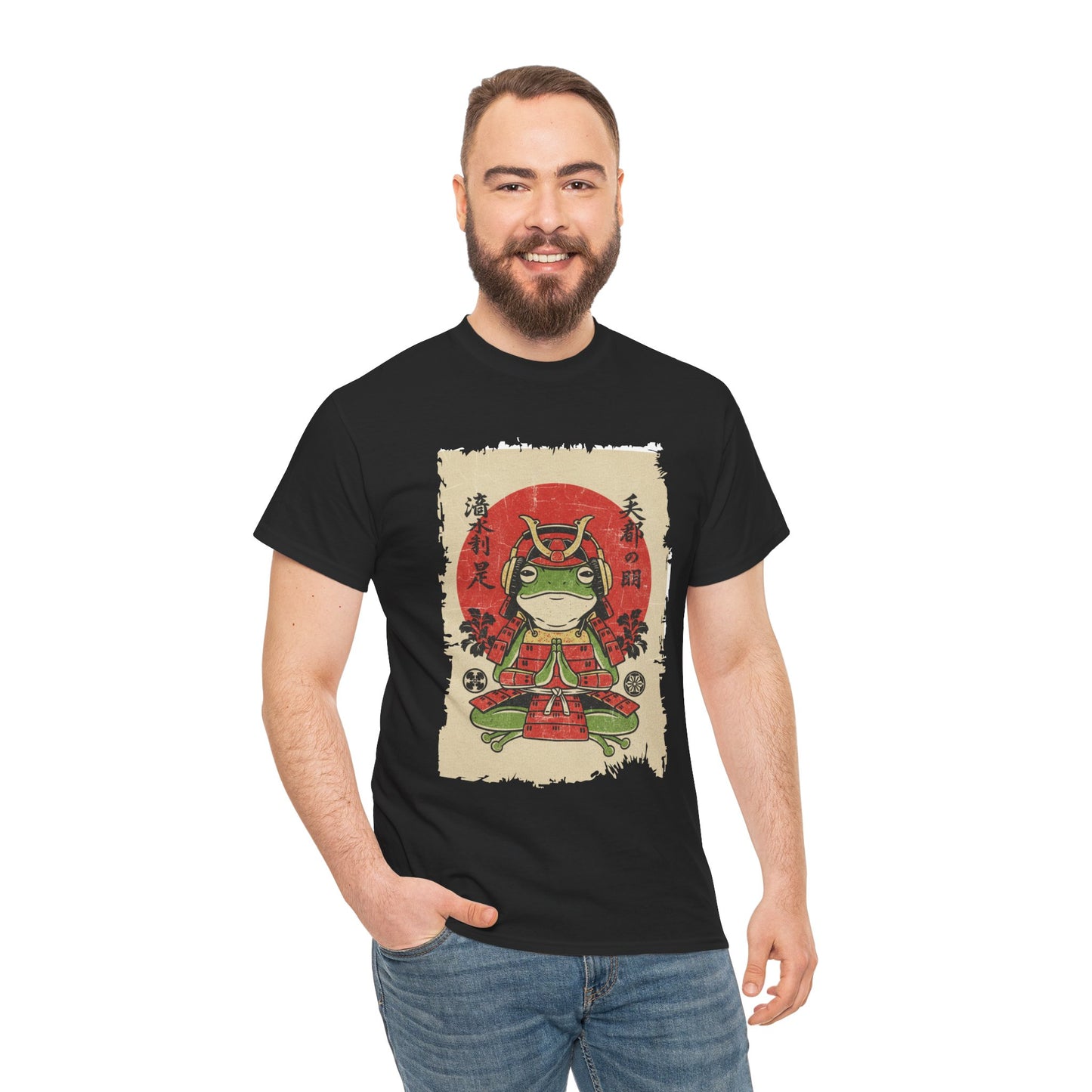 Frog Samurai Meditating Vintage Japanese Ukiyo-e Graphic T-Shirt