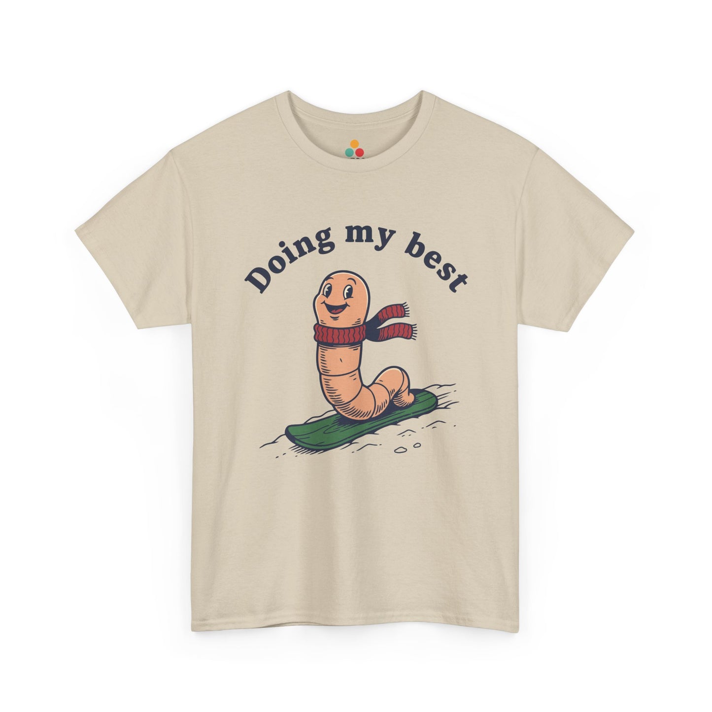 Funny Worm Snowboarding T-Shirt - "Doing My Best" Cute Winter Graphic Tee | TEEZOCA 