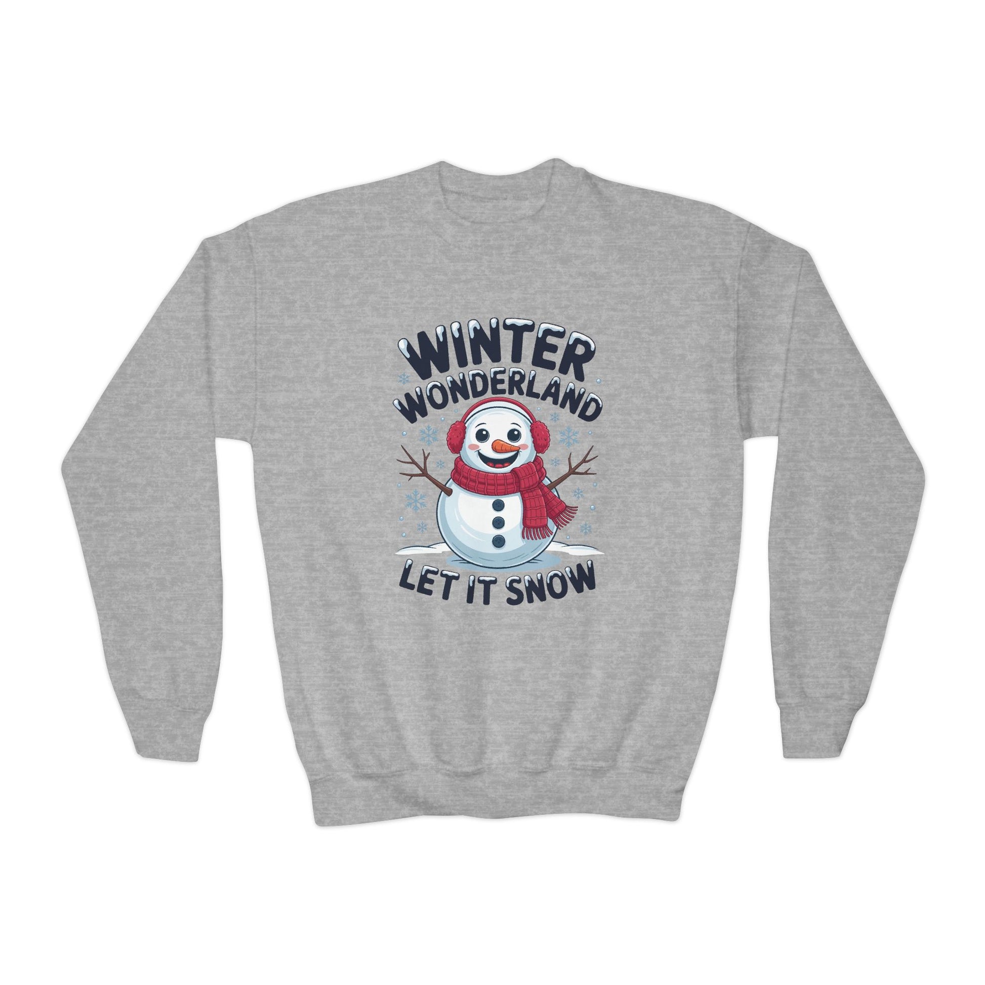 Youth Snowman Sweatshirt - "Winter Wonderland Let It Snow" Christmas Crewneck TEEZOCA