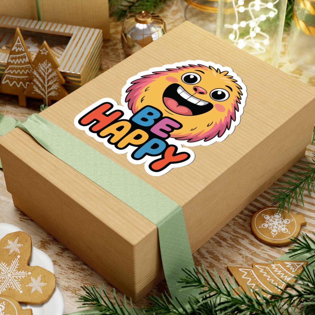 TEEZOCA cute monster smile sticker cheerful typography design