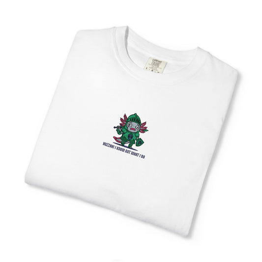 Comfort Colors® Axolotl Knight Embroidered T-Shirt – Huzzah! I Know Not What I Do | TEEZOCA 