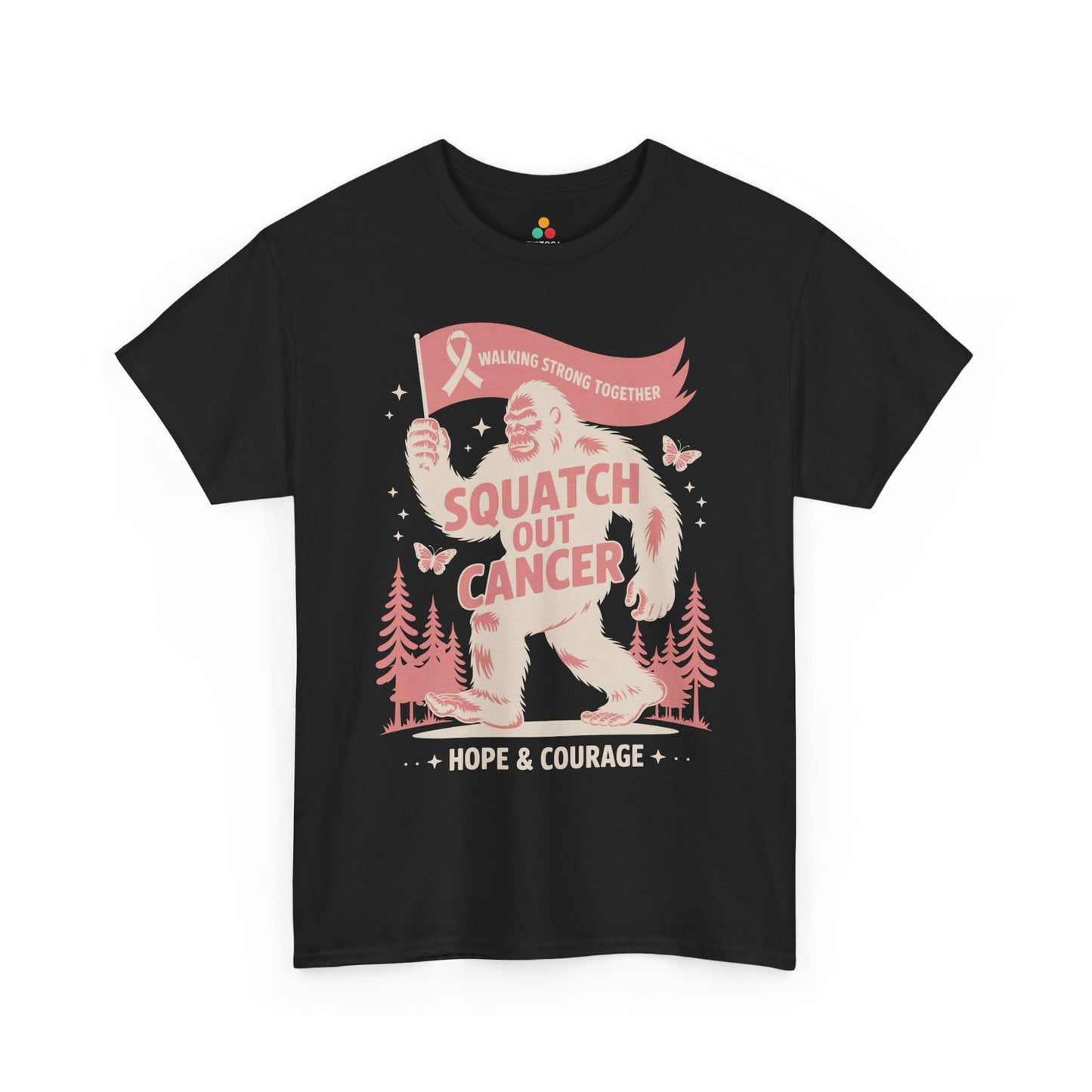 Squatch Out Cancer Hope & Courage Breast Cancer Awareness Unisex T-shirt | TEEZOCA 