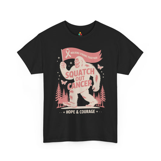 Squatch Out Cancer Hope & Courage Breast Cancer Awareness Unisex T-shirt | TEEZOCA 