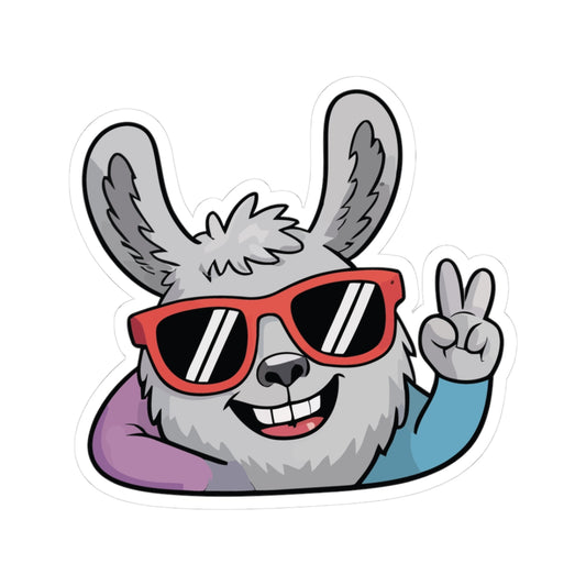 TEEZOCA cool llama sticker with sunglasses and peace sign cartoon design