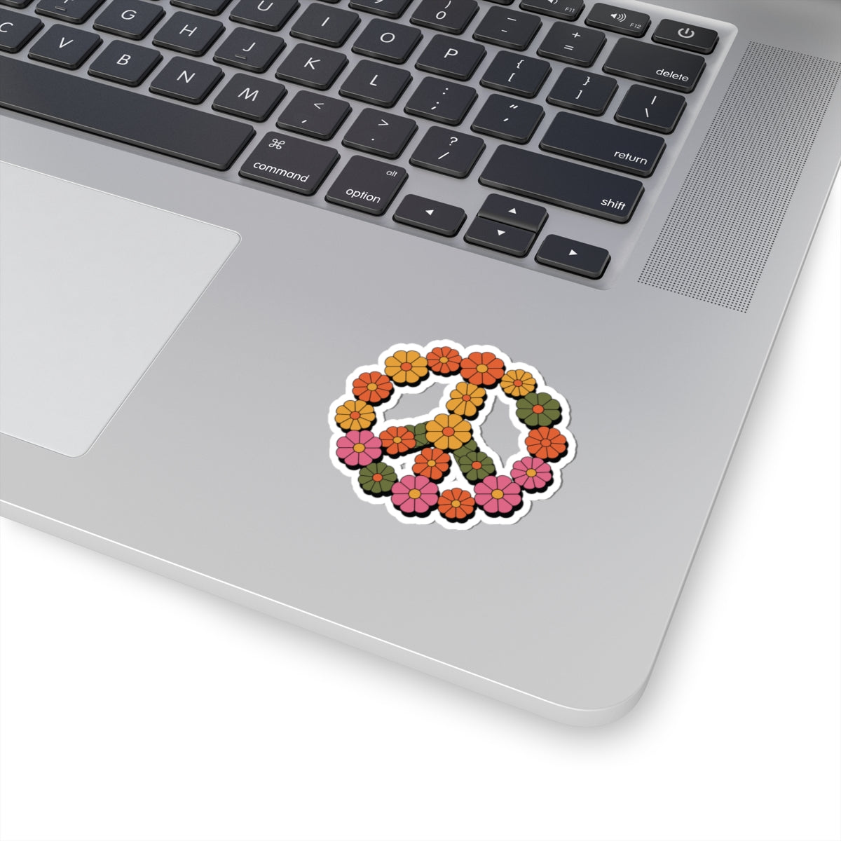TEEZOCA groovy peace symbol sticker colorful flower art