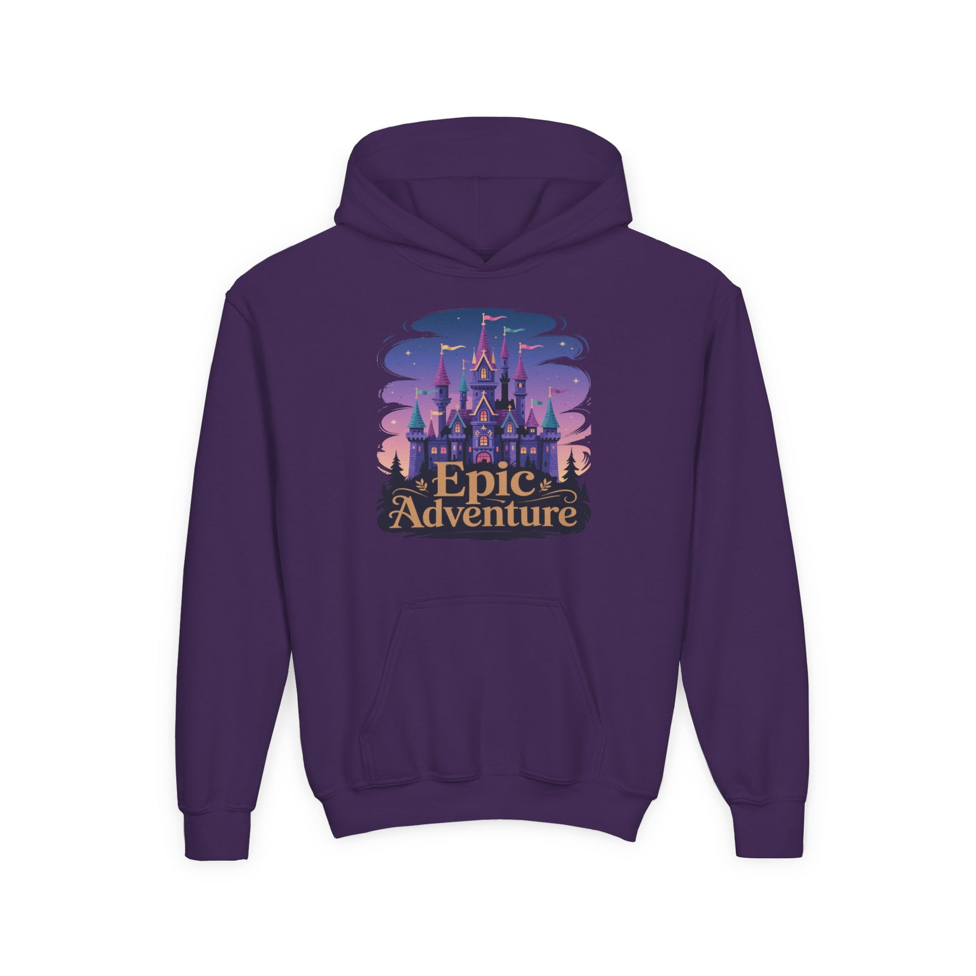 Kids hoodie with Epic Adventure fantasy castle illustration TEEZOCA