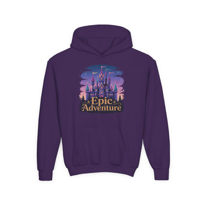 Kids hoodie with Epic Adventure fantasy castle illustration TEEZOCA