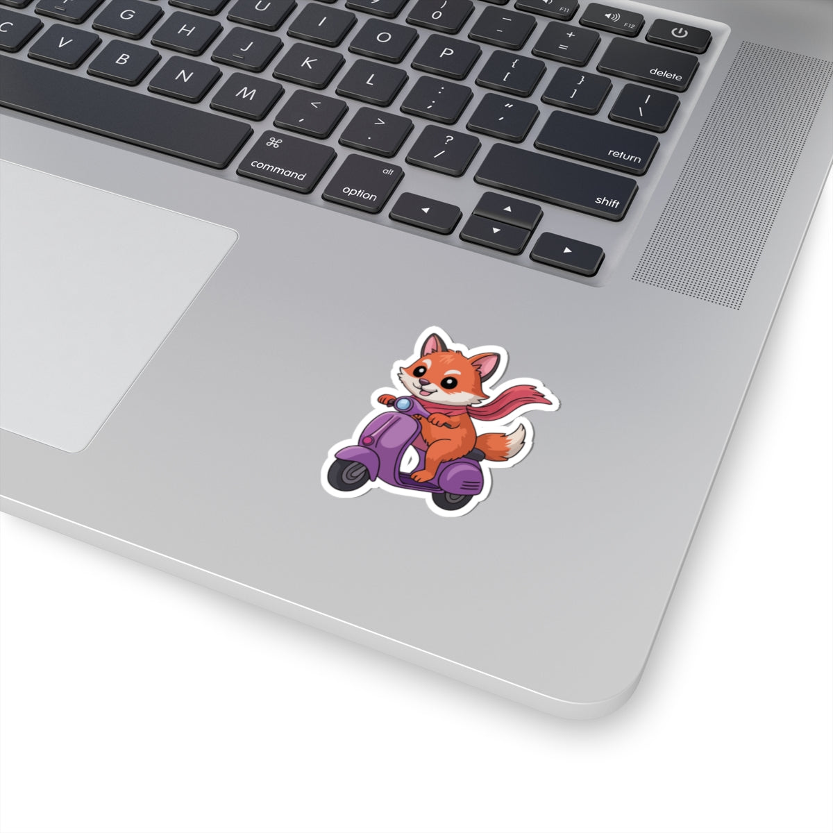 TEEZOCA cartoon fox sticker with scarf on scooter