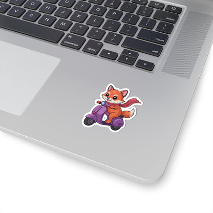 TEEZOCA cartoon fox sticker with scarf on scooter