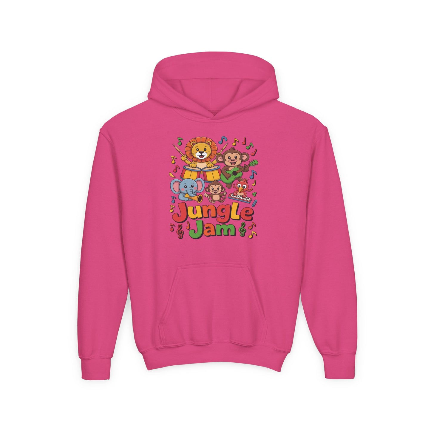 Youth Jungle Jam Hoodie — Cute Musical Animal Kids Sweatshirt TEEZOCA
