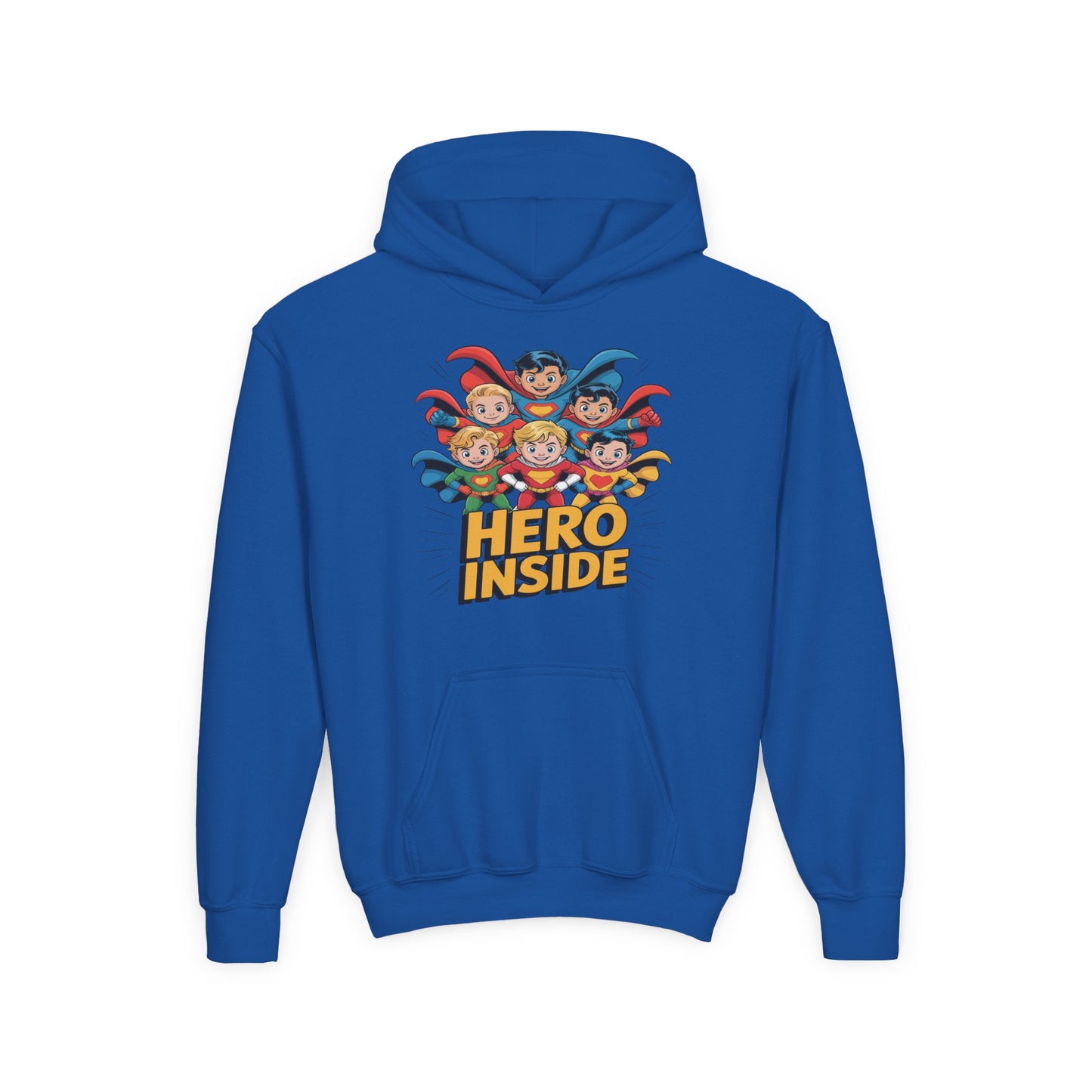 Youth Hoodie — "Hero Inside" Superhero Kids Pullover TEEZOCA